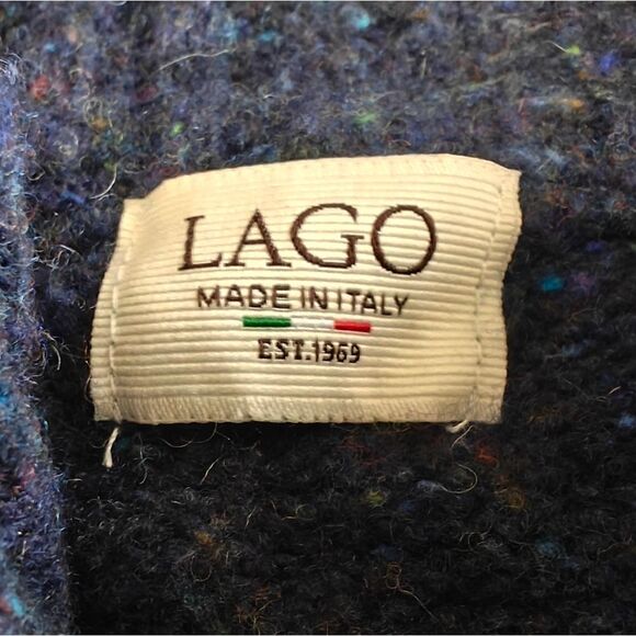 LAGO MADE IN ITALY BLUE WOOL BLEND MEN'S SWEATER SIZE L - Picture 6 of 6